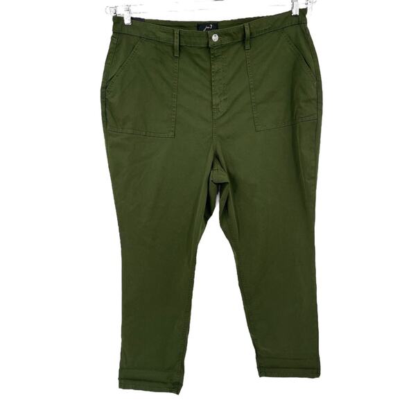 Jen7 pants Le Disco easy cotton satin jogger green size 20